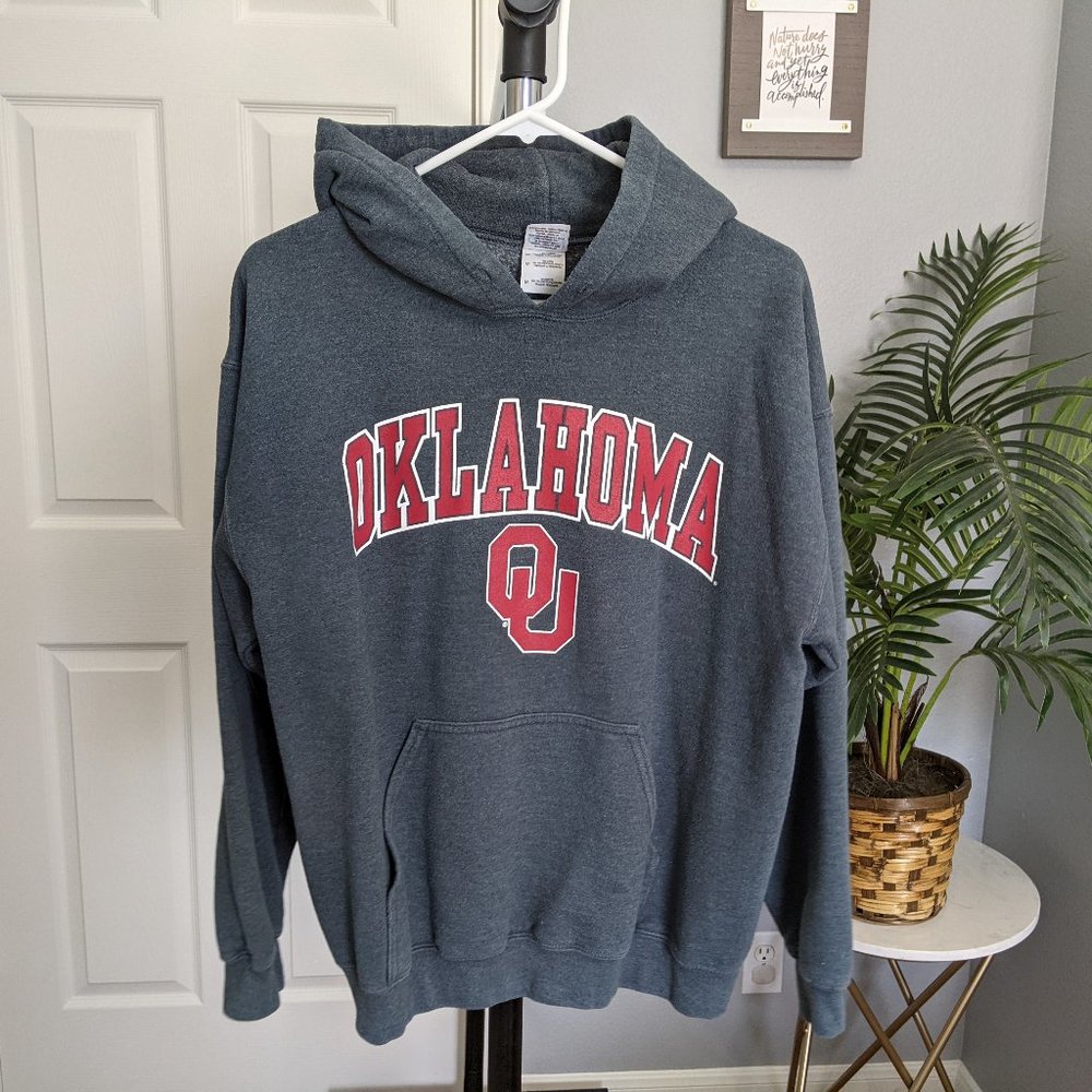 Oklahoma University Gray Red Hoodie Sweatshirt